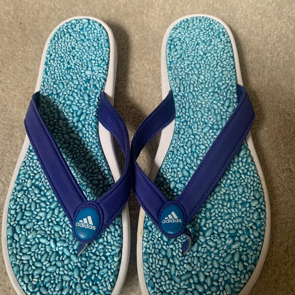 Adidas Blue Pebble Bottom Flip Flops